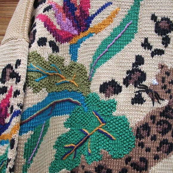 Vintage 90's Hand Knit Berek Pima Cotton Cardigan Sweater - Picture 10 of 12